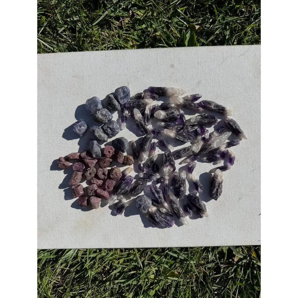 Drilled Gemstone Lot Beads - Tanzanite, Amethyst and Ruby - 260 grams